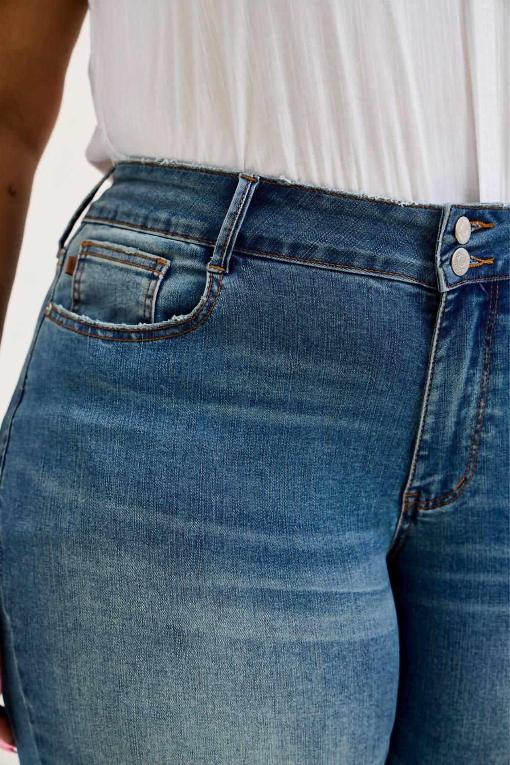 Judy Blue - Cool Denim With Cross Back Belt Loop Boyfriend Jeans