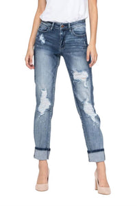 Judy Blue - Destroyed Bleach Splatter Boyfriend Jeans
