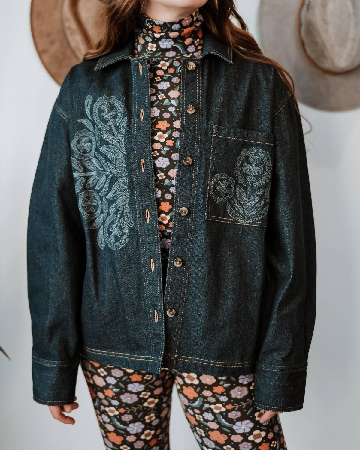 Antik Batik Eglantine Embroidered Jacket in indigo denim - women's jacket