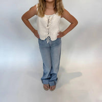 Romi The Brand Girls' Azure Crochet Tank in white - kids' tank top - view 4