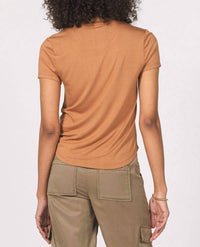 Another Love Elaina Faux Leather Tee in brown sugar - women's t-shirt - alternate view