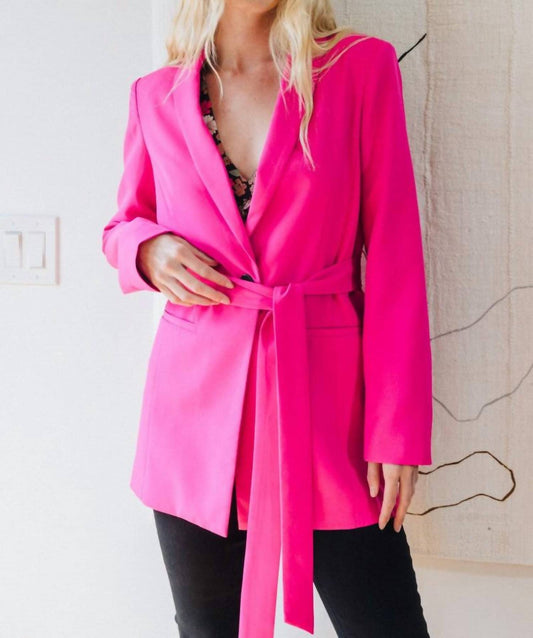 Oddi - Collared Tuxedo Long Belted Blazer