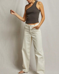 Perfectwhitetee - Call Me One Shoulder Rib Tank Top