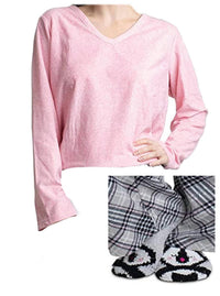 Tahari - Women's Relaxed Fit V Neckline Top With Socks