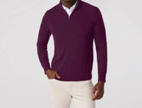 Mizzen + Main Heritage Quarter Zip Sweater in eggplant - men's sweater