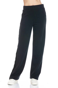ariella Straight Leg Pants W/ Contrast in black - women's pants