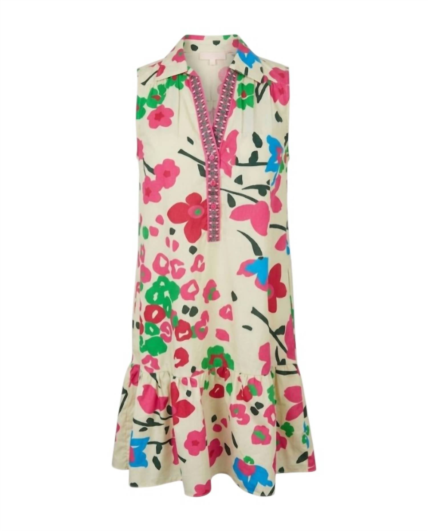maude vivante Women's Luna Palm Breeze Poplin Dress in pink tropics - women's dress