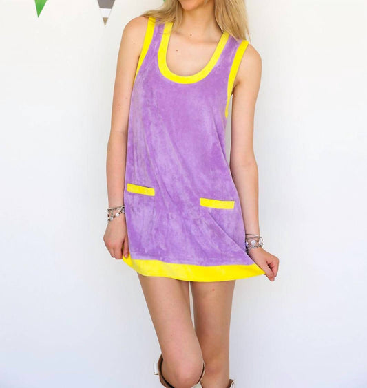 Karlie - Solid Colorblock French Terry Scoop Dress