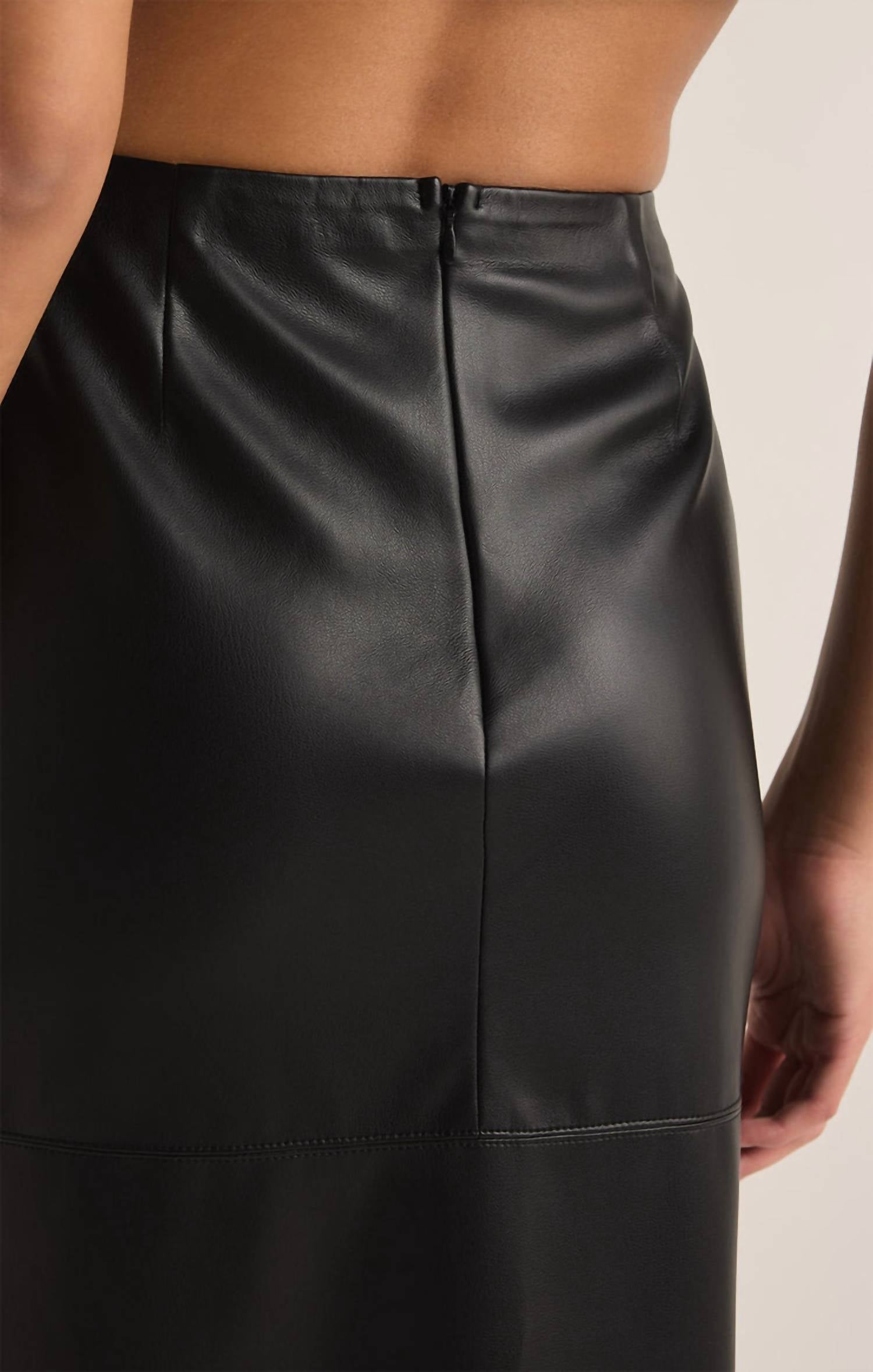 Z Supply Metropolitan Faux Leather Midi Skirt in black - women's skirt - alternate view