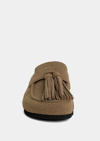 SHU SHOP Women's Ariana Moccasin in taupe suede - women's shoe - alternate view