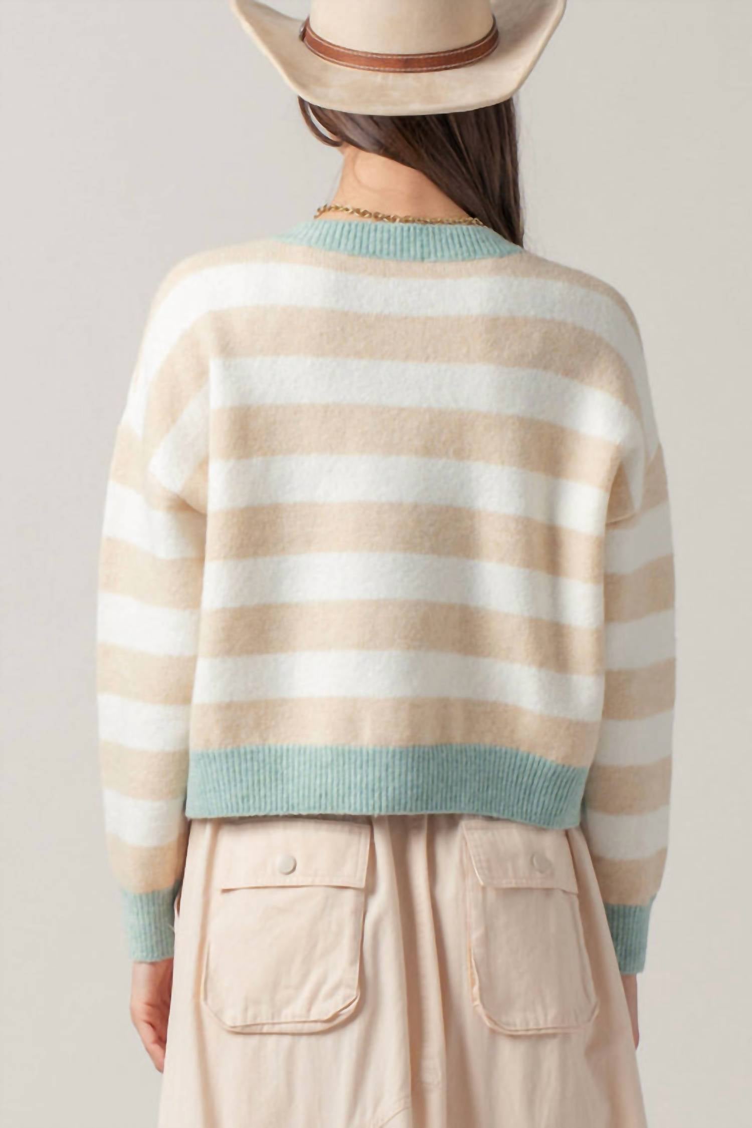 Urban Daizy - Horse Jacquard Striped Cardigan