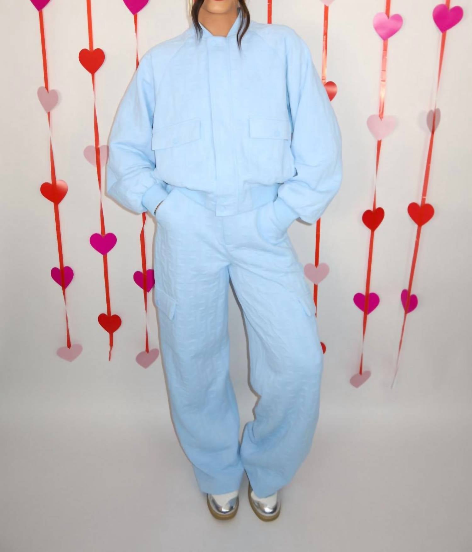 Mulla - Embossed Bomber And Long Pants Set