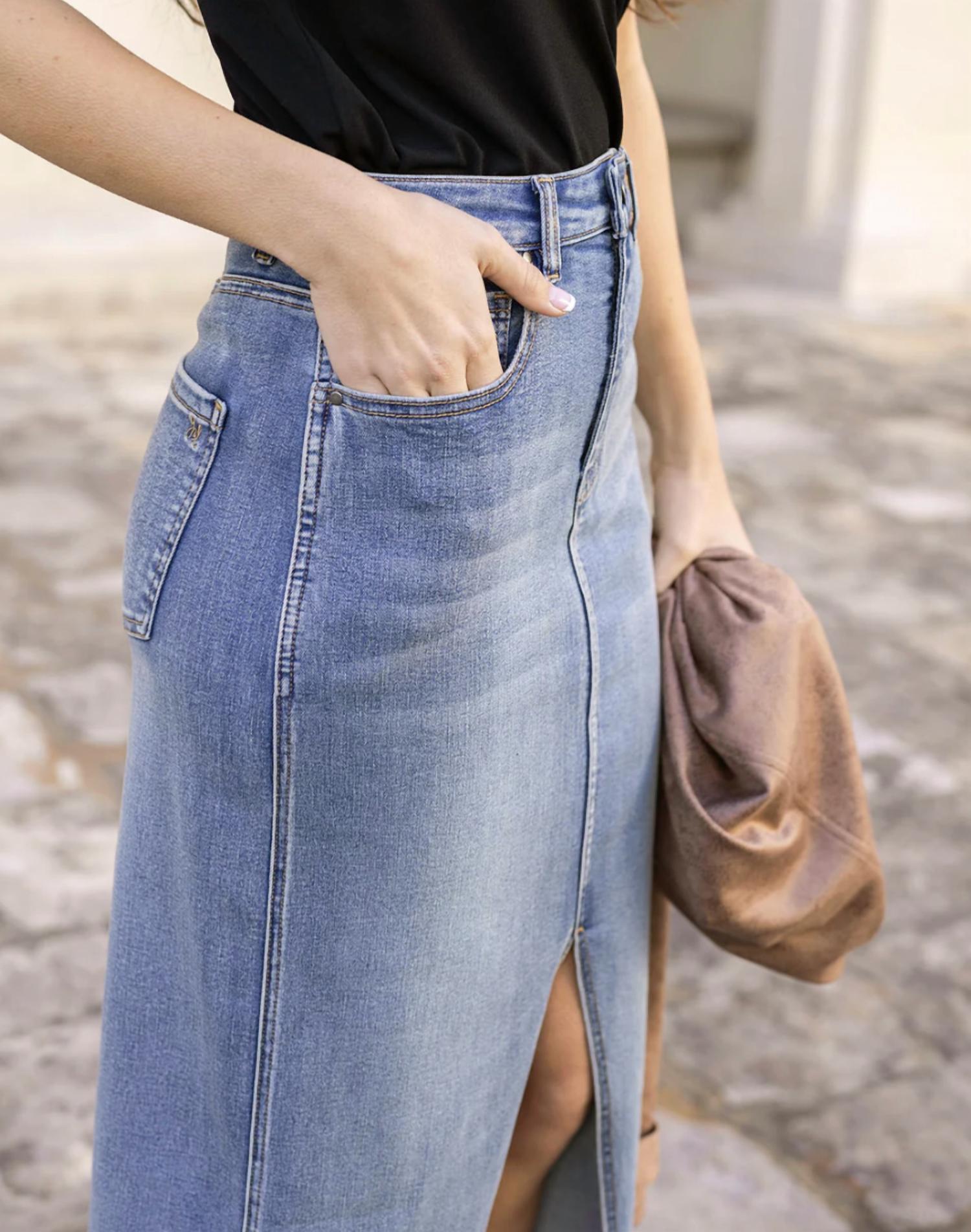 Grace And Lace - Denim Midi Skirt