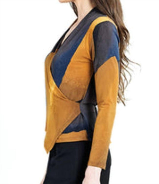 Watercolor Crossover Faux Wrap Top