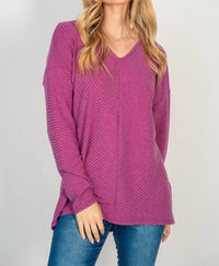 White Birch - Zig Zag Knit V-neck Top