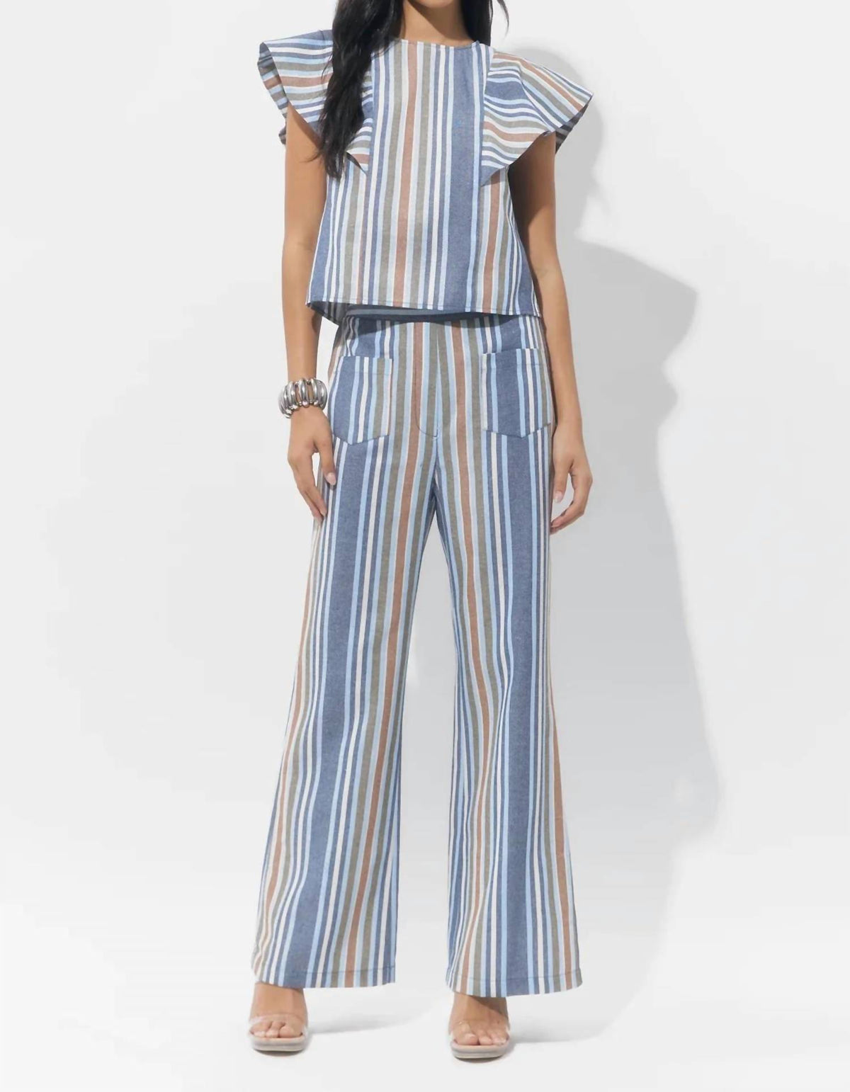 Adelyn Rae - Anora Striped Relaxed Trouser