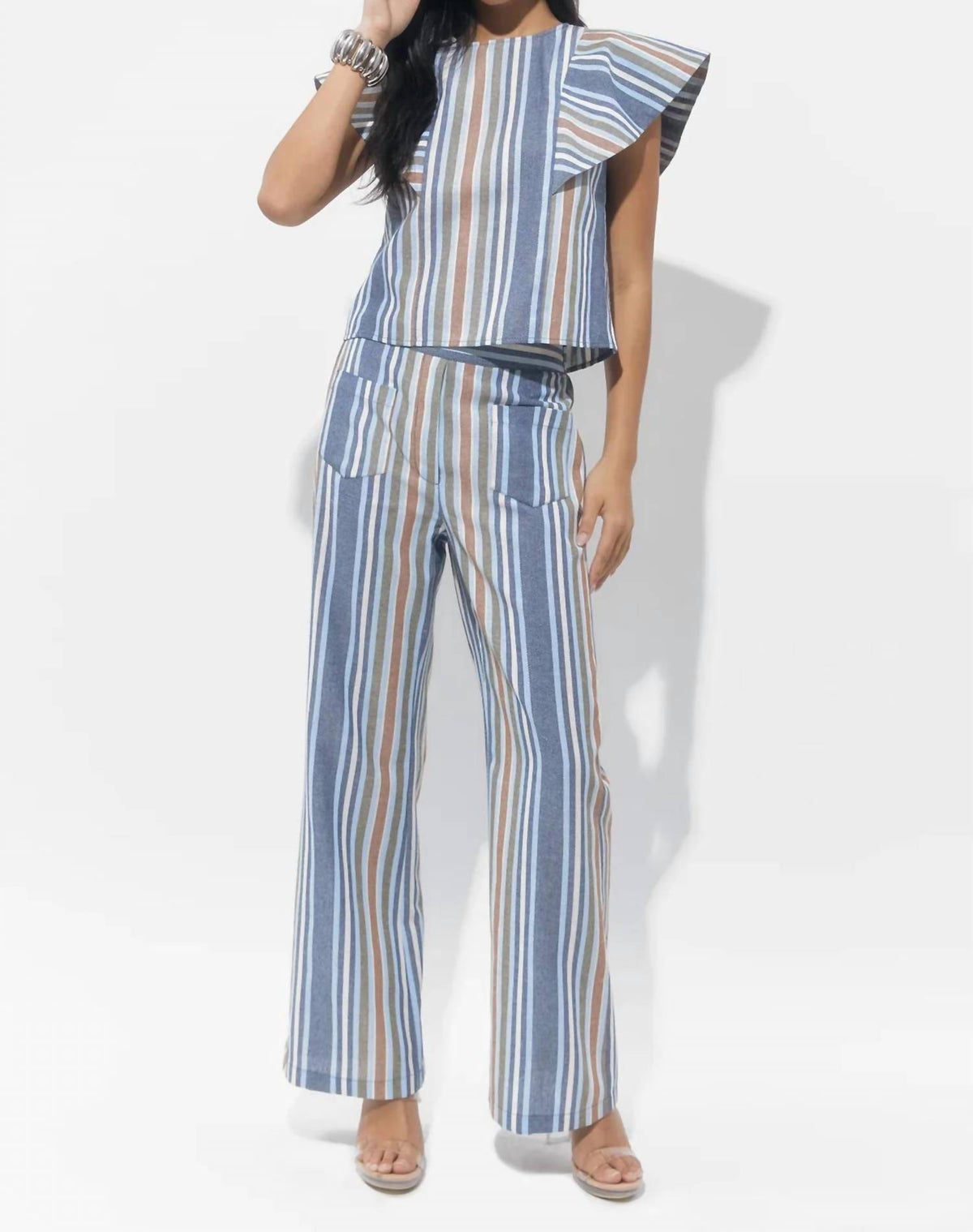 Adelyn Rae - Anora Striped Relaxed Trouser