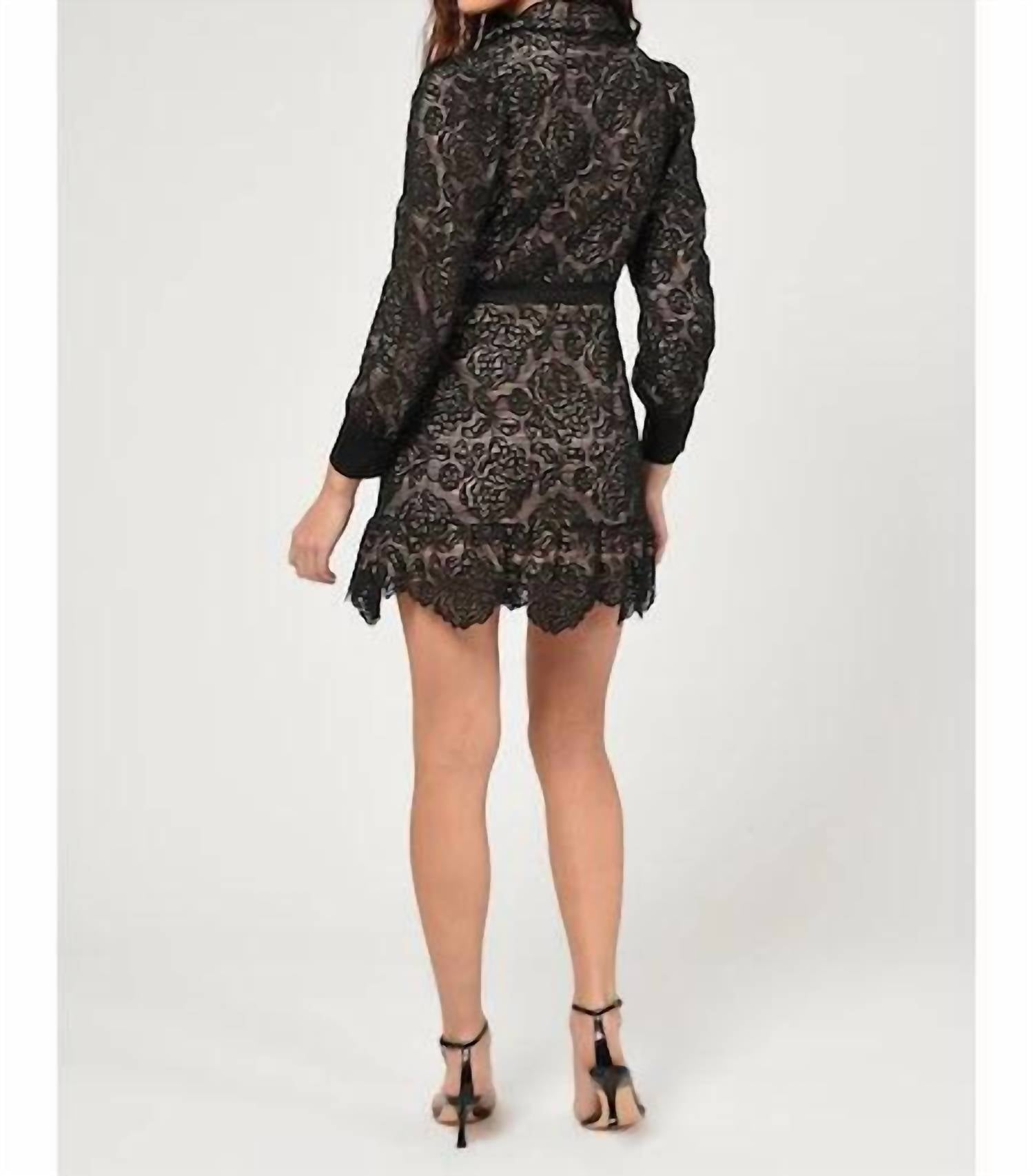 Adelyn Rae - Sophie Lace Blazer Dress - black - clothing - patterned