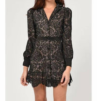 Adelyn Rae - Sophie Lace Blazer Dress - black - clothing - patterned