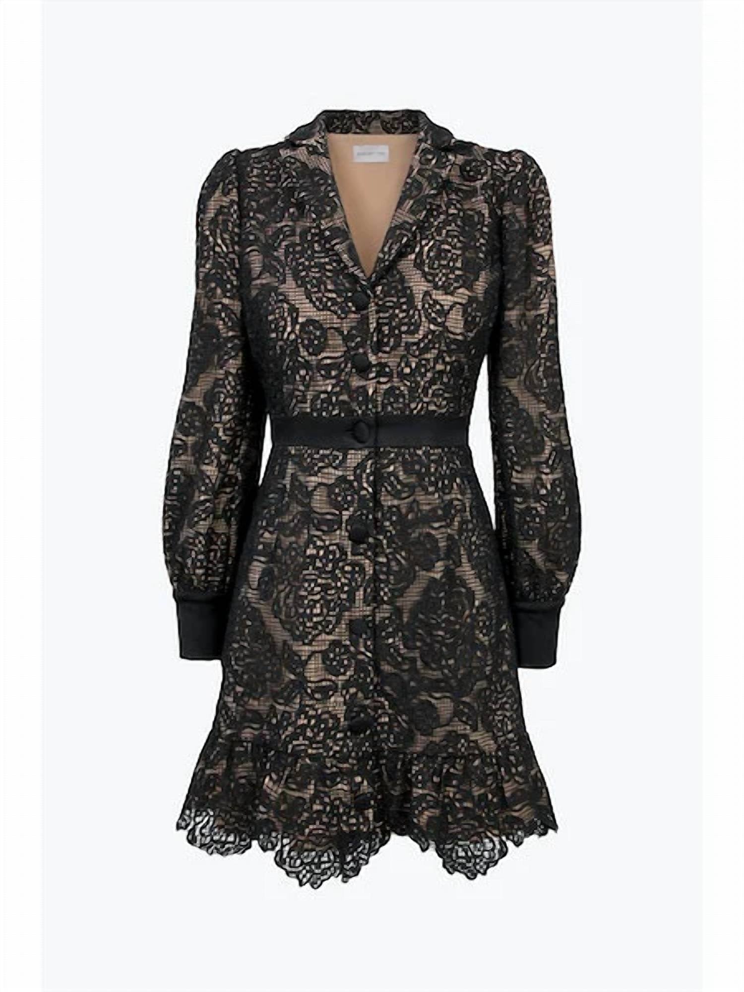 Adelyn Rae - Sophie Lace Blazer Dress - black - clothing - patterned