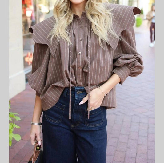 Karlie - Stripe Peter Pan Collar Top