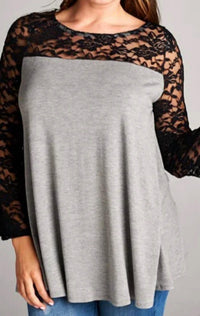 Emerald Collection - Lace Bell Sleeves Tunic