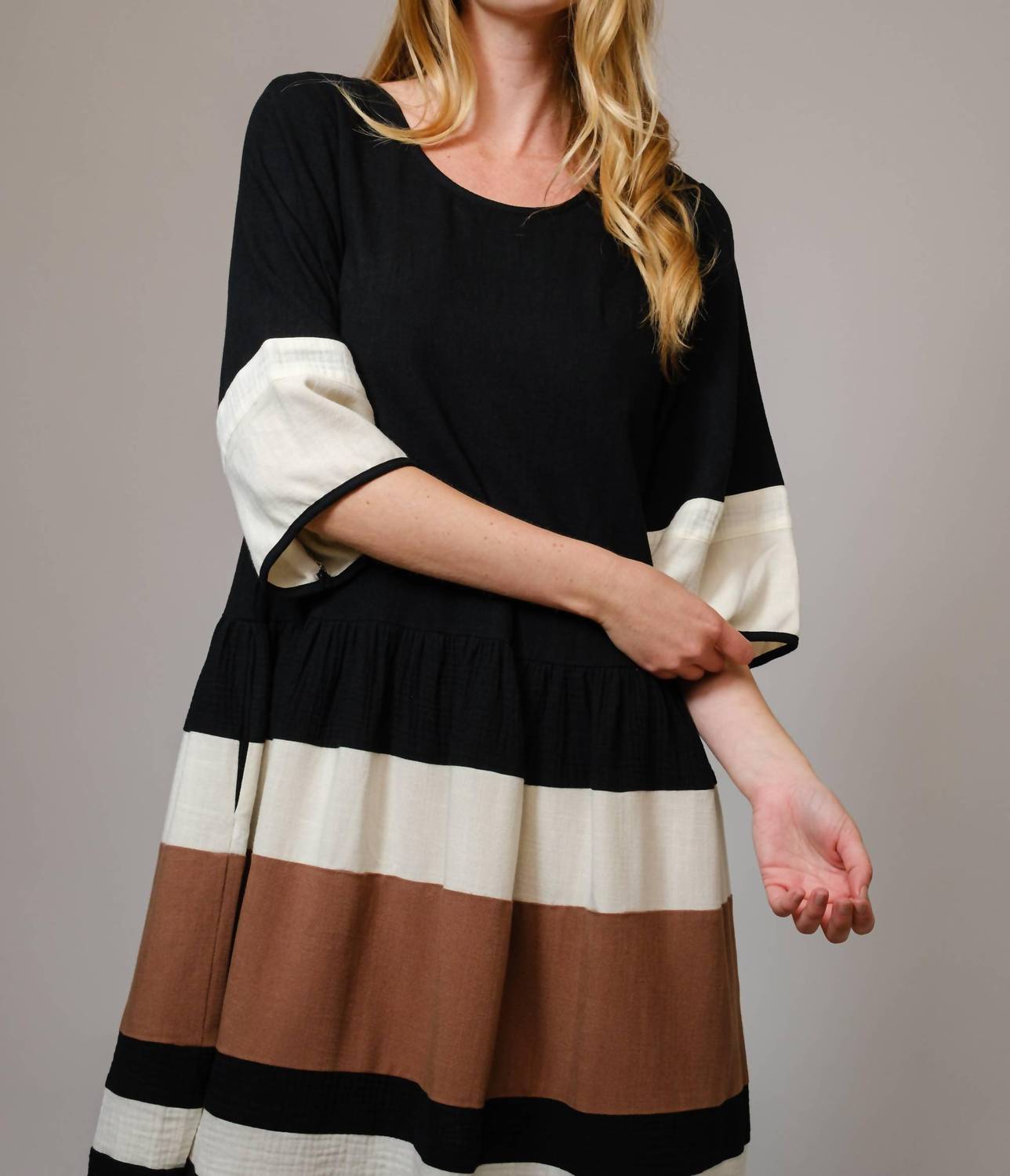 Blue B - Scoop Neck Stripe Midi Dress