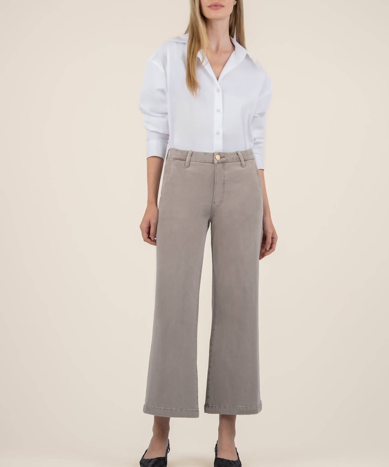 KUT FROM THE KLOTH Meg High Rise Wide Leg Jeans in coffee cream - women's jeans