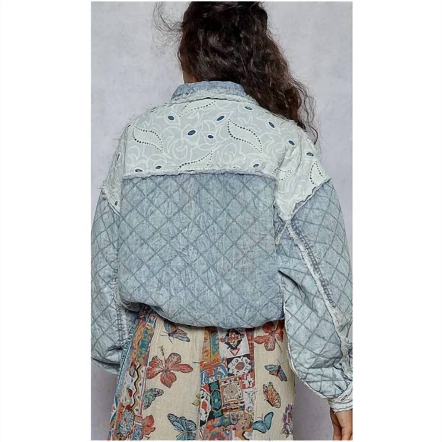 Pol - Relaxed Fit Jacket With Quilting & Lace Accents