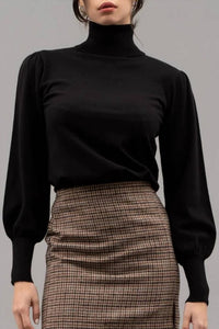 Blu Pepper - SOLID HIGH TURTLE NECK LONG SLEEVE KNIT TOP