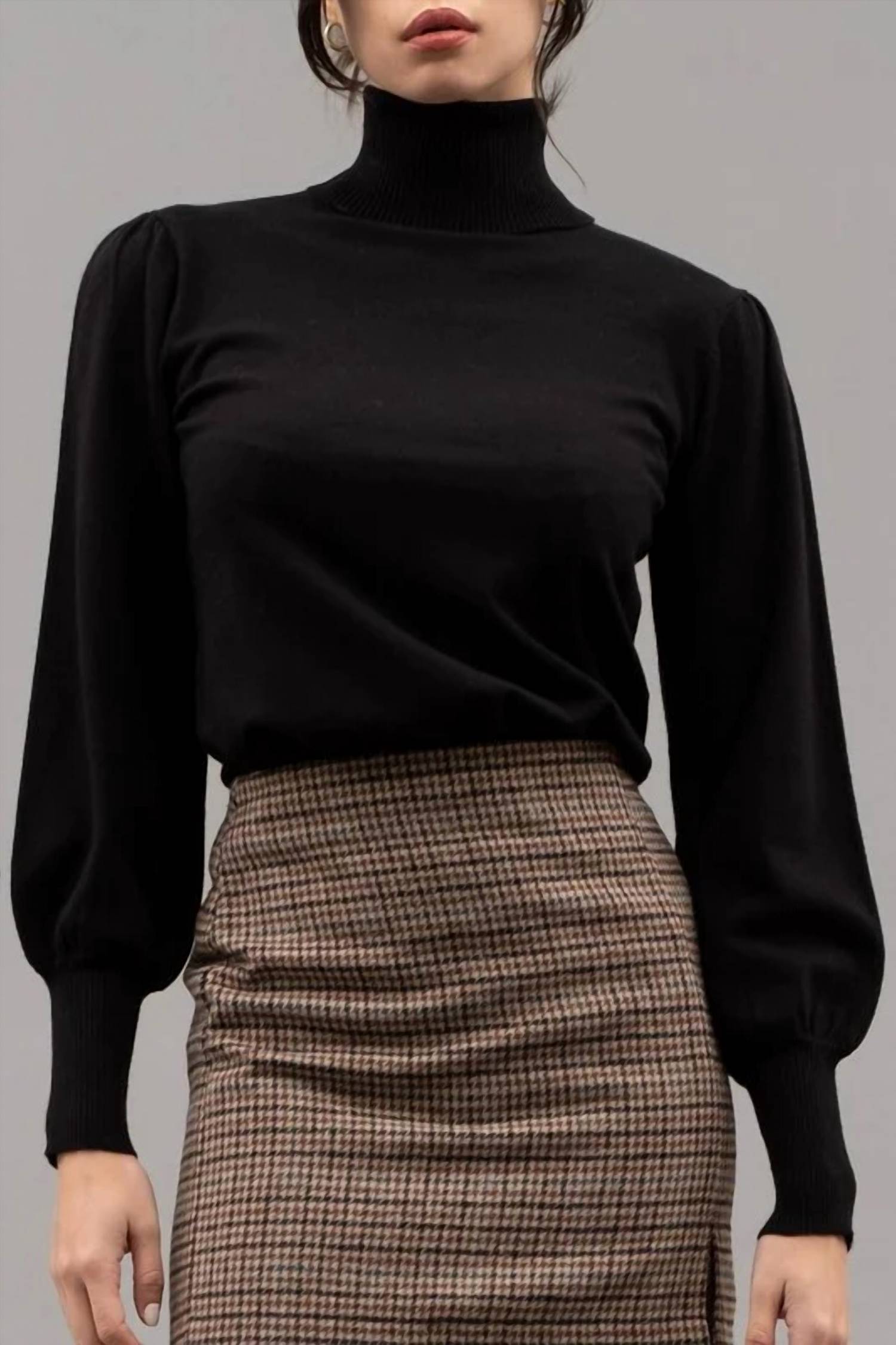 Blu Pepper - SOLID HIGH TURTLE NECK LONG SLEEVE KNIT TOP
