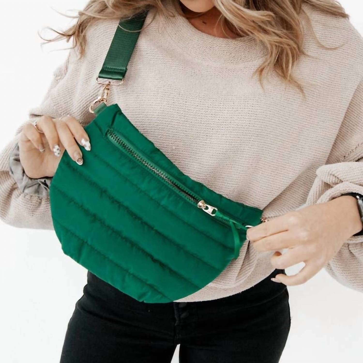 Pretty Simple - Women's Quilted Puffer Sling Belt Crossbody Bag