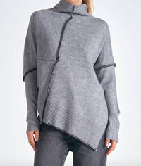 ELAN Turtleneck Asymmetric Sweater in grey - women's sweater