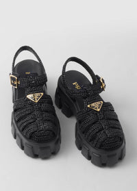 Prada - Women's Monolith Crochet Cage Sandals