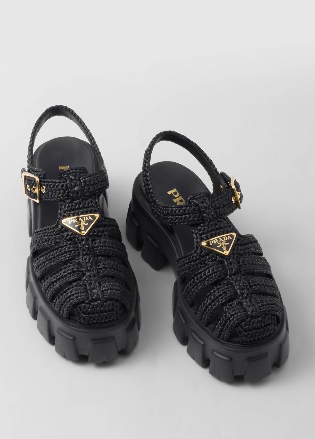 Prada - Women's Monolith Crochet Cage Sandals