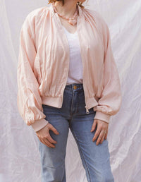 STEVE MADDEN Bessie Woven Bomber Jacket in light pink - women's jacket - view 7