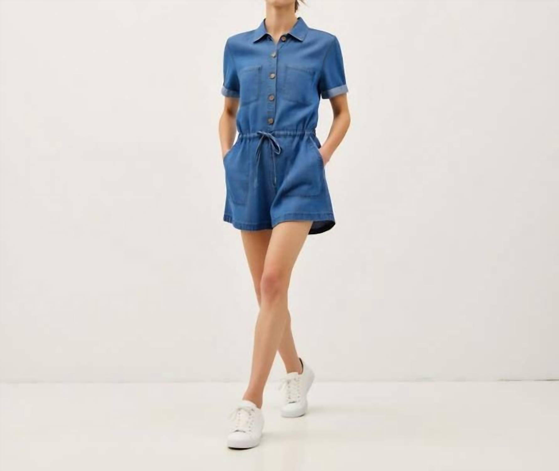 Be Cool - Utility Button-up Romper With Pockets