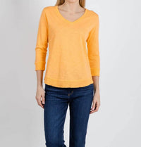 Elliott Lauren - Silvie Rib Three-quarter Sleeve V-neck Tee