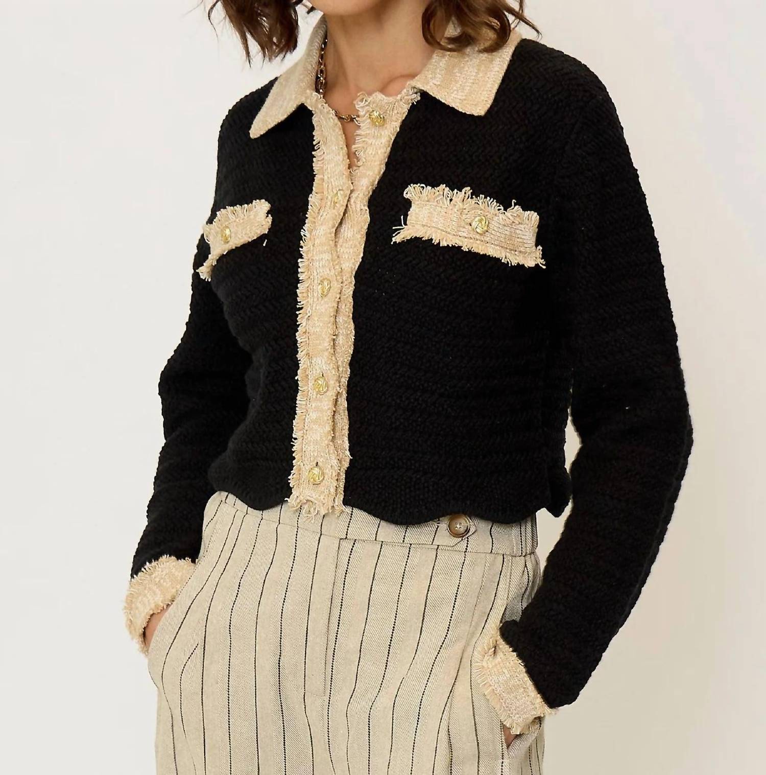 Central Park West - Rose Scallop Edge Sweater