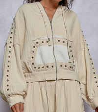 POL Stoddard Zip Up Hoodie in natural - women's top