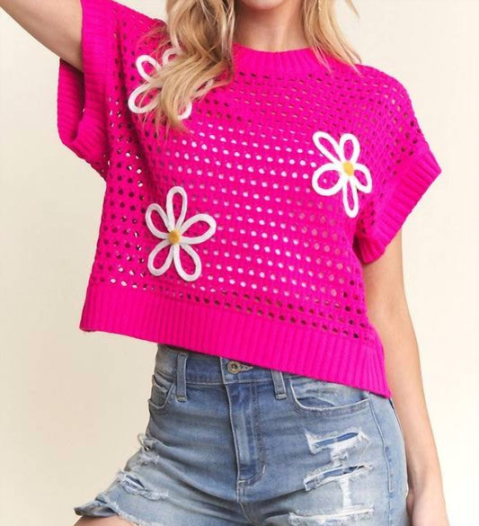 Adora - Flower Applique Crochet Top