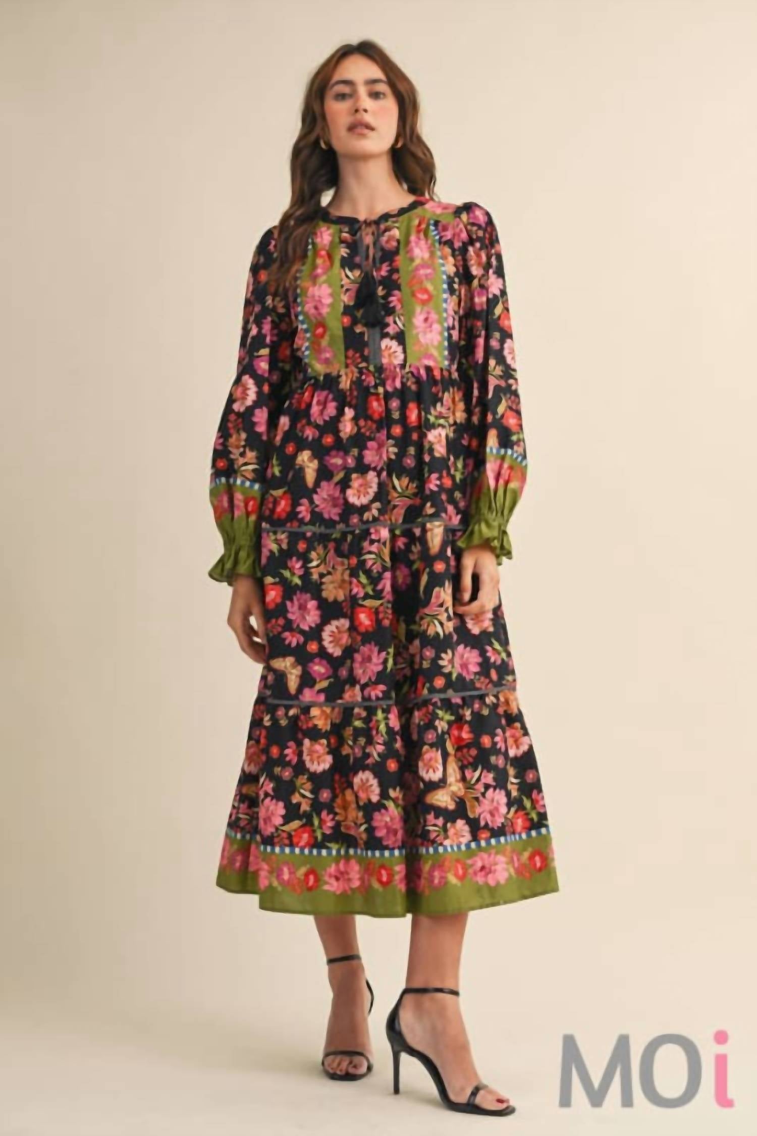 &Merci - Floral Border Print Midi Dress