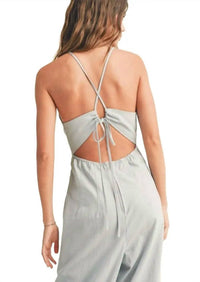 Miou Muse - Washed Cotton Halter Jumpsuit