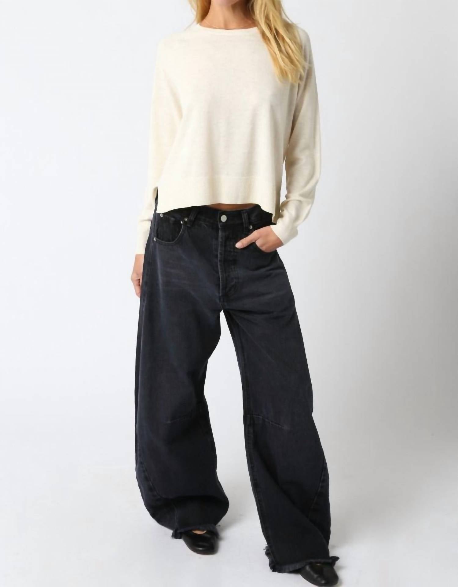 Olivaceous - Natalie Relaxed Fit Knit Sweatshirt