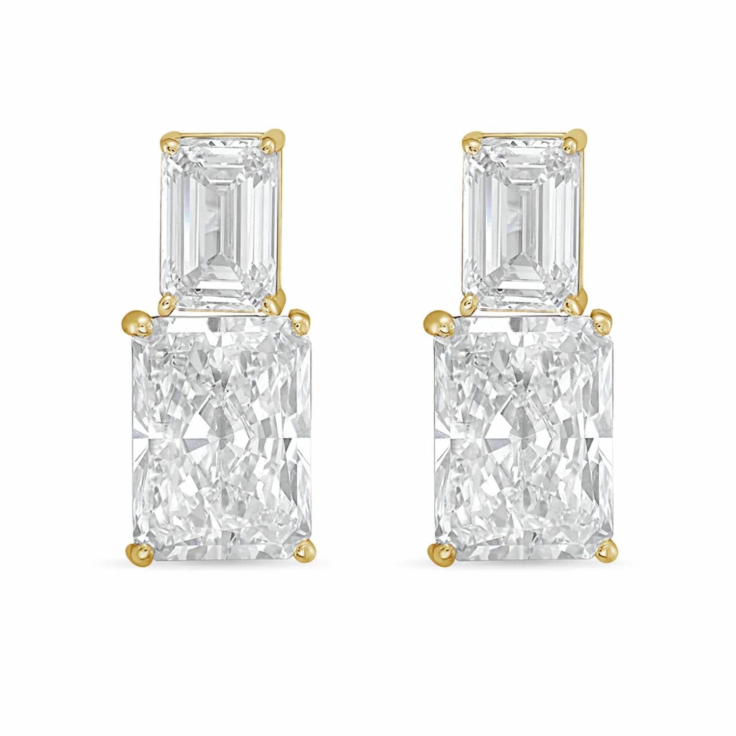 Diana M Jewels - Women's Emerald Lab-Grown Diamond Stud Earrings (12.00 Ct TCW) - Luxe