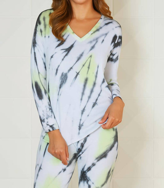 French Kyss - Marble Wash Long Sleeve V-Neck Top