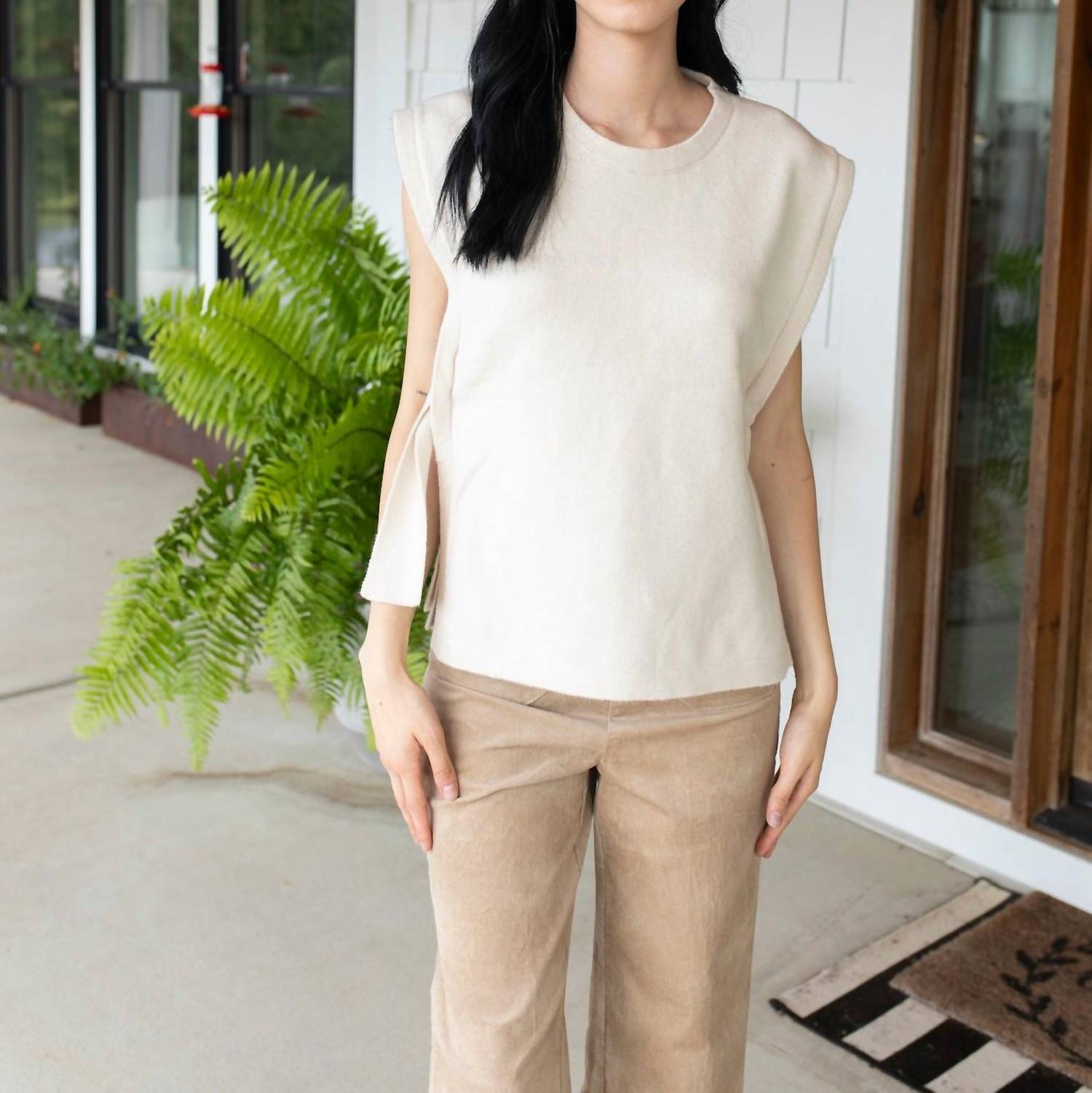 PINCH Wrap Me Up Sweater Vest in cream - women's jacket