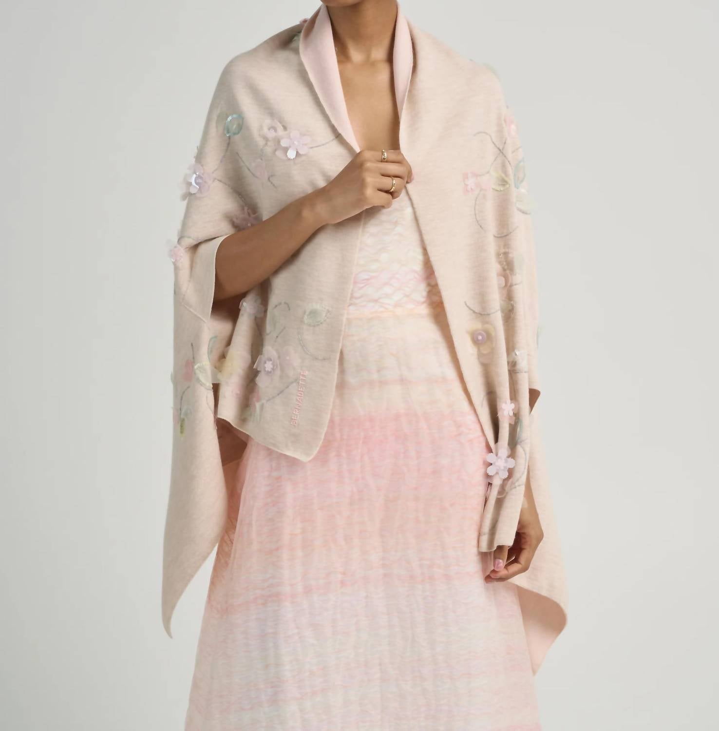Bernadette - Double Face Embroidered Shawl
