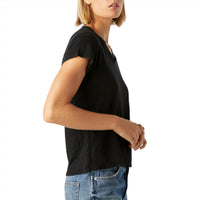 AMO Women's Sweetness V Neck Top in black - women's t-shirt - alternate view