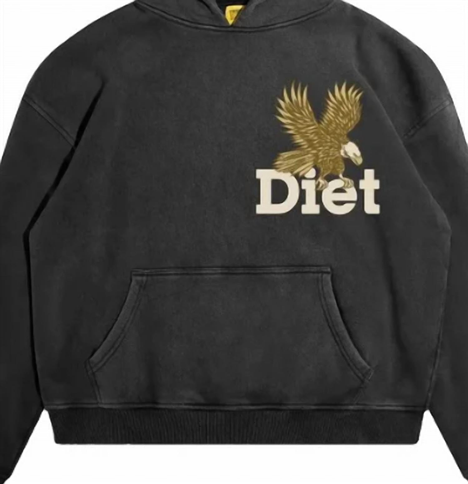 Diet Starts Monday Men's Winged Eagle Hoodie in vintage black - men's shirt - detail view